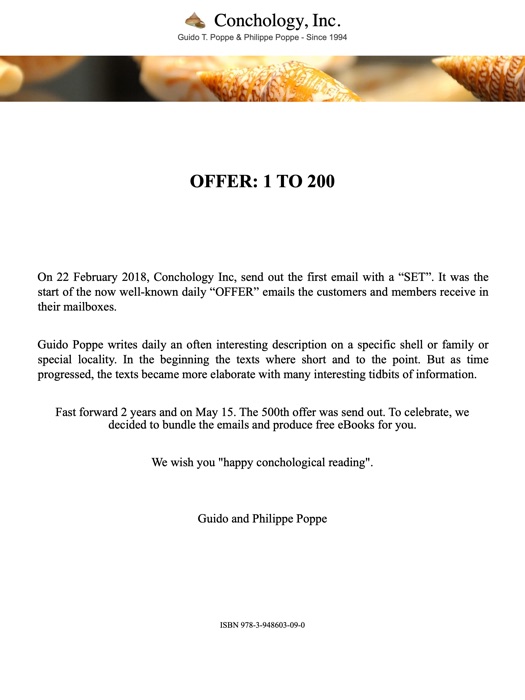 Conchology offer: 1 to 200