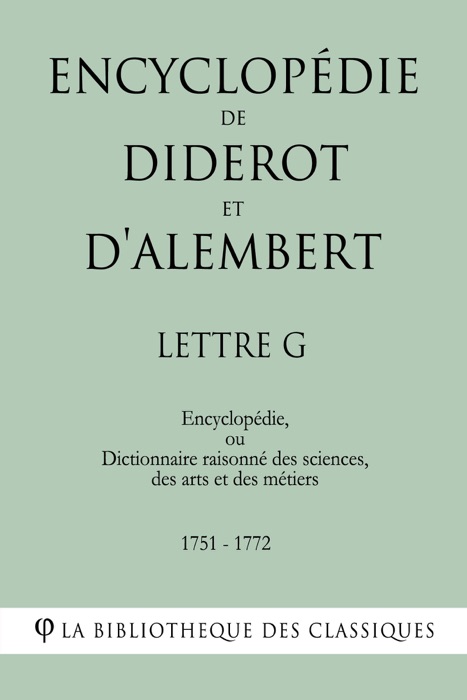 Encyclopédie de Diderot et d'Alembert - Lettre G