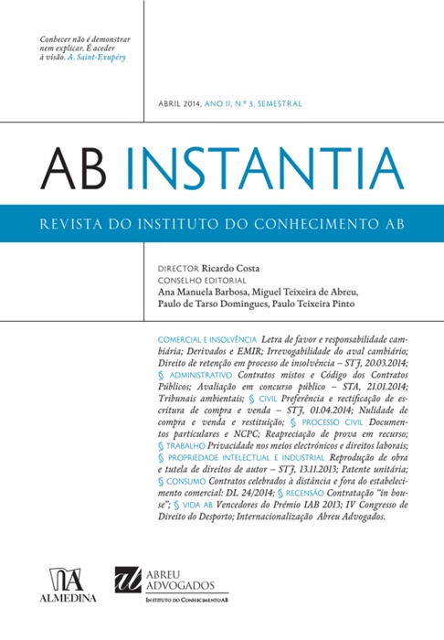 Revista do Instituto do Conhecimento AB Instantia - Abril 2014, Ano II, n.º 3, Semestral