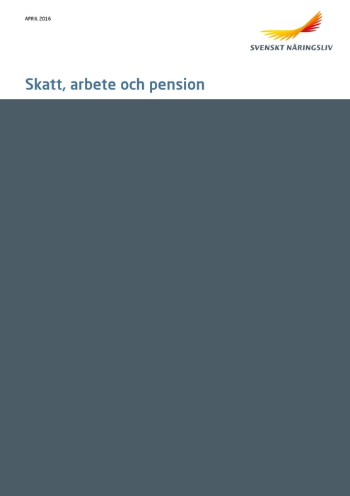 Skatt, arbete och pension