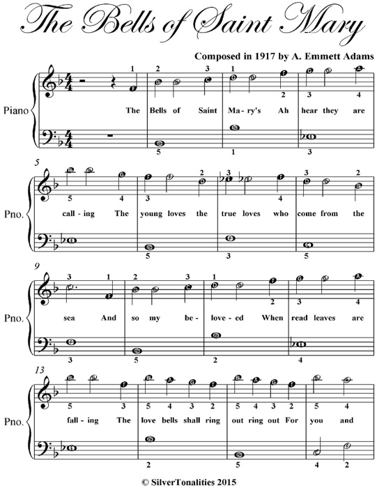 Bells of Saint Marys Easiest Piano Sheet Music