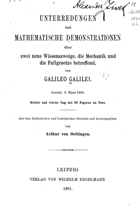 Unterredungen und mathematische demonstrationen