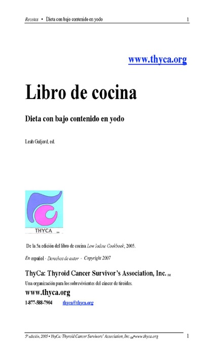 Libro de cocina:  Dieta con bajo contenido en yodo