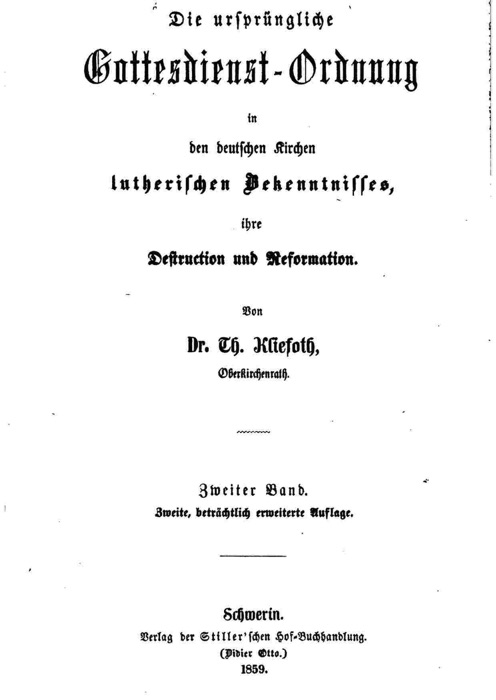 Die ursprüngliche Gottesdienst-ordnung