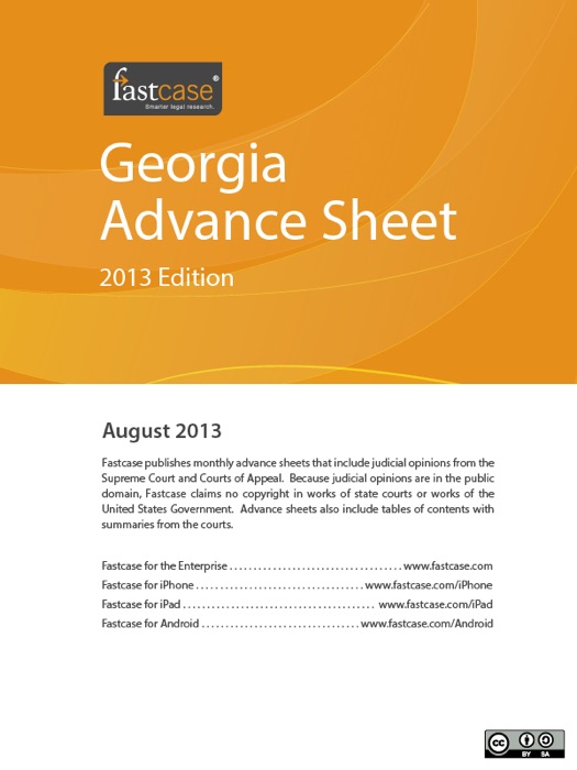Georgia Advance Sheet August 2013