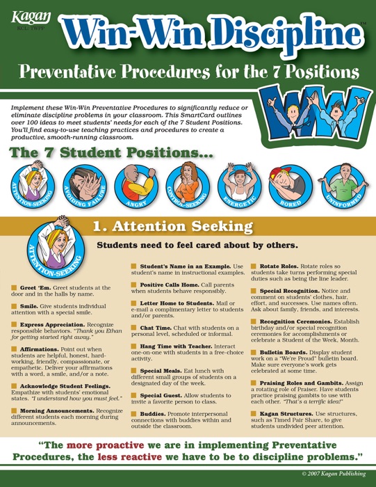 Win-Win Discipline: Preventative Procedures for the 7 Positions SmartCard