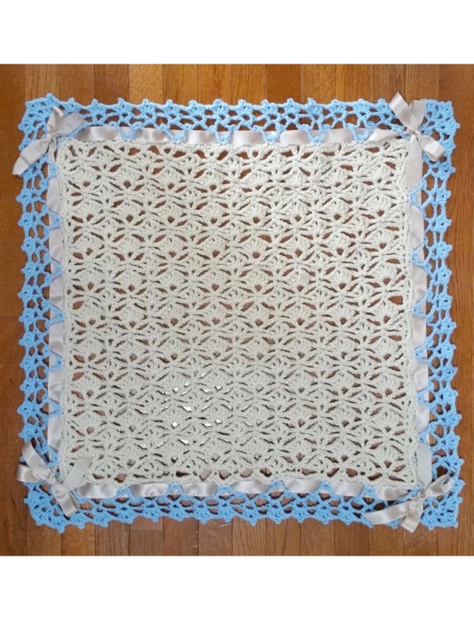 Blue and Tan Baby Blanket Crochet Pattern