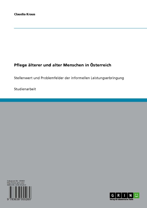 Pflege älterer und alter Menschen in Österreich