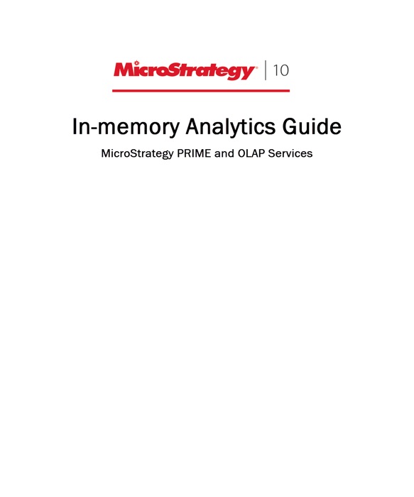 In-memory Analytics Guide for MicroStrategy 10