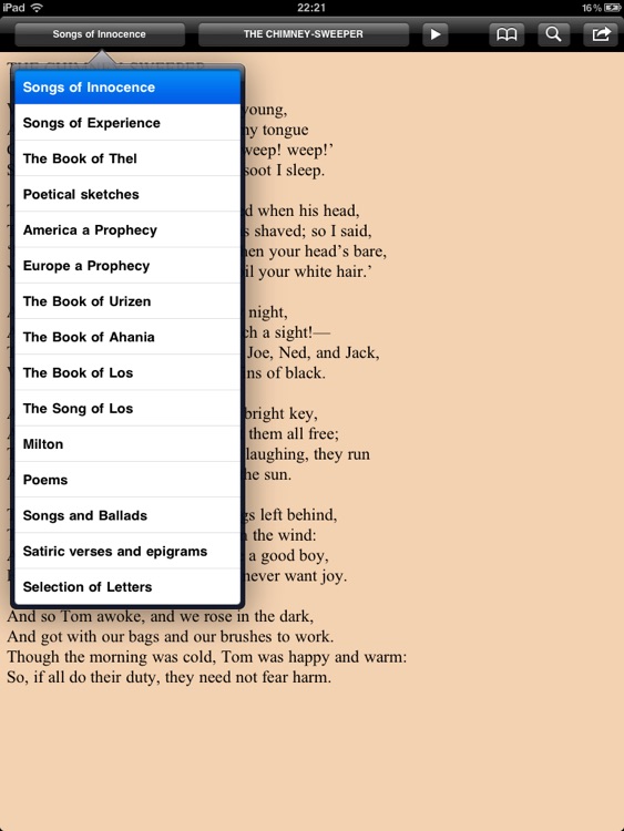 Blake: Complete poems for iPad