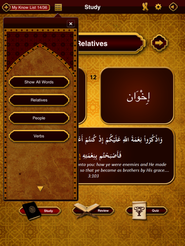 Quranic Words Lite for iPad -- Understand the Arabic Qur'an screenshot 2