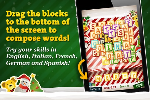 Letter Blocks 3D Christmas - Xmas Word Game with Vocabulary in 5 Languages