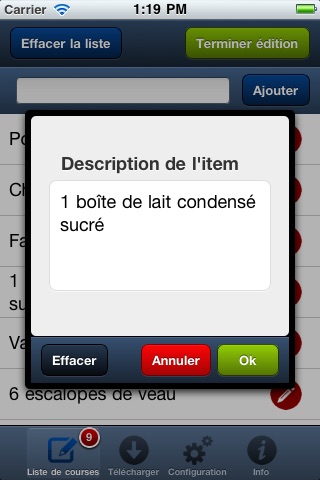 Le collectionneur de recettes - Liste de courses