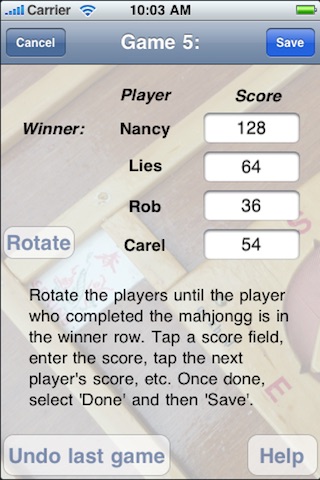 Mahjong Scores screenshot 2