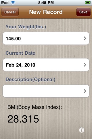 weight and bmi tracker