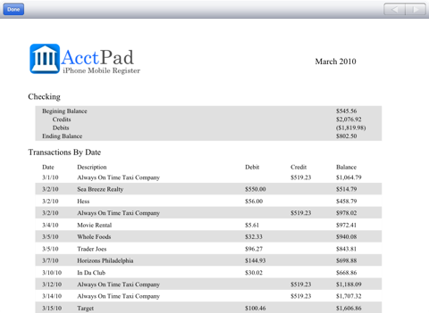 AcctPad HD screenshot 2