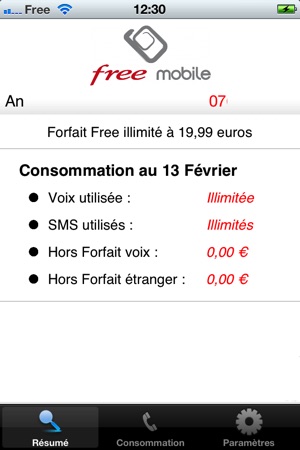 Free Mobile Conso - Non Officiel