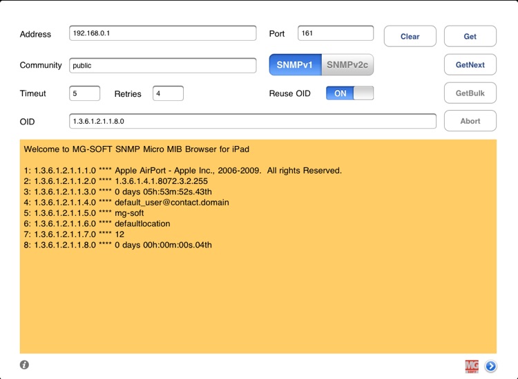 MG-SOFT SNMP Micro MIB Browser