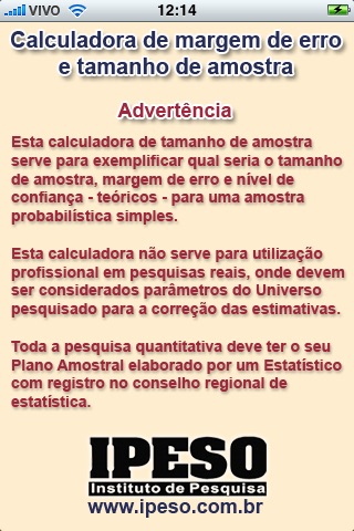 Calculadora de Margem de Erro e Tamanho da Amostra screenshot 4