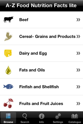 A-Z Food Nutrition Facts lite - Vitamins and minerals from groceries e.g. fruits, vegetables, seafood, meat,  poultry, legumes, salads, fats, nuts, dairy, herbs, etc. screenshot 2