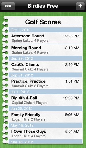 Birdies Free: Golf Scorecard