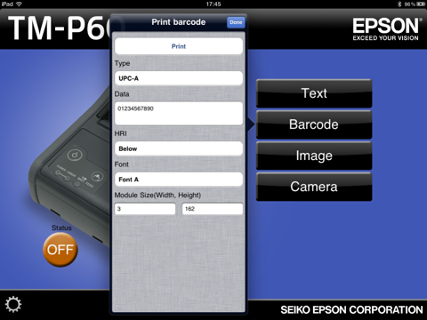 Epson TM-P60 Bluetooth printing tool screenshot 2