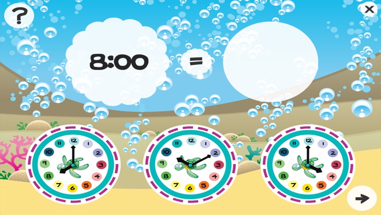 What time is it? Game for children to learn how to read a clock with the animals of the ocean with games and exercises for kindergarten, preschool or nursery school screenshot-4