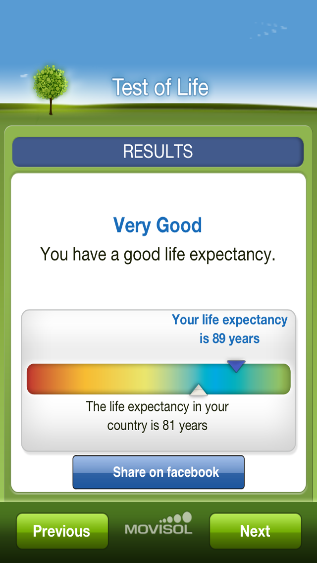Test of Life: expectancy to live calculator in habits and genetics screenshot