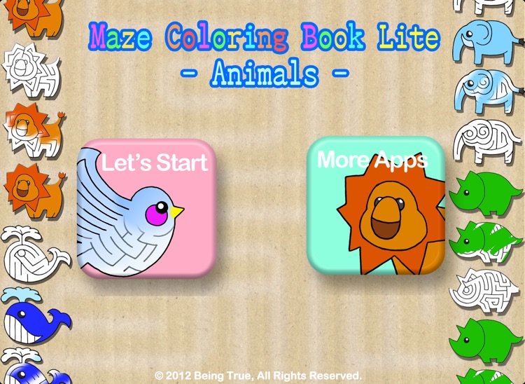 Maze Coloring Book Lite - Animals -