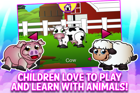 Cute Animals Play and Learn - For Baby preschool toddler kids (includes animal sounds and learning games free) screenshot 3