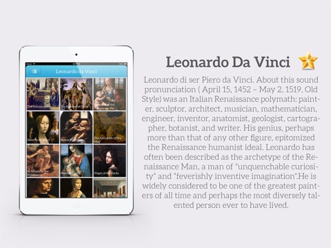 Painting Gallery HD for iPad - Leonardo da Vinci , Edgar Degas , Hieronymus Bosch , Sandro Botticelli screenshot 2