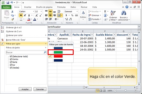 Curso de Excel 2010 - Filtros por Color screenshot 4