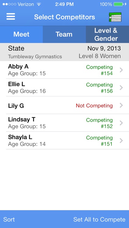 TumbleTally - Gymnastics Meet Tracker