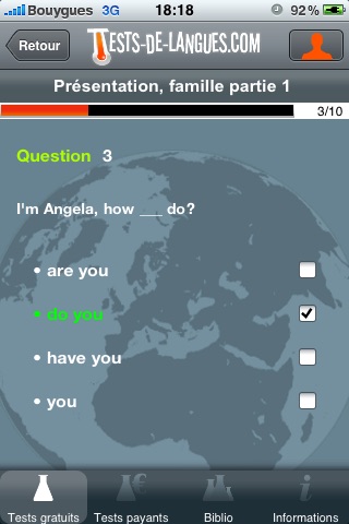Tests de Langues - Quiz Anglais, Français, Espagnol,  Italien, Allemand screenshot 3