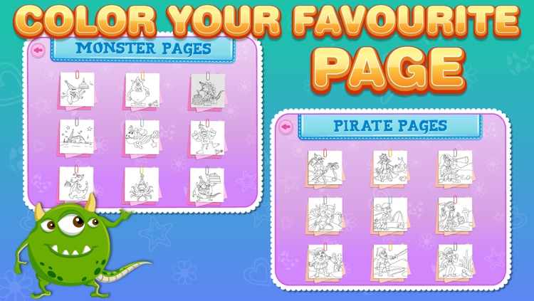 Coloring Bundle for Kids Free : Educational learning app with beautiful pages of Monsters, Pirates, Birthday and Fruits screenshot-3