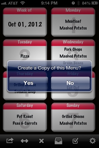 Bill of Fare - Meal Planner screenshot 2