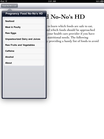 Pregnancy Food No-No's HD screenshot 2