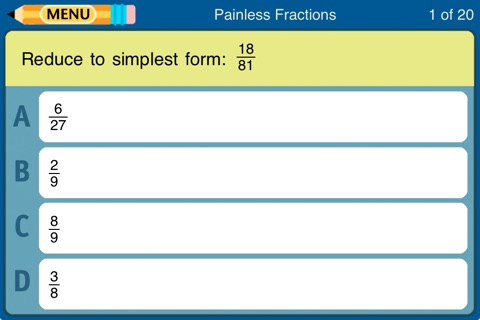 Painless Fractions Challenge screenshot 2