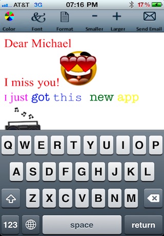 Email Text and Emoticons Editor (Colors, fonts, formats and sizes)