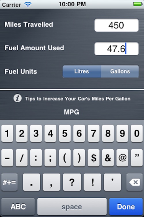 Fuel efficiency calculator