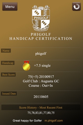 Golf Handicap by phiGolf screenshot 2