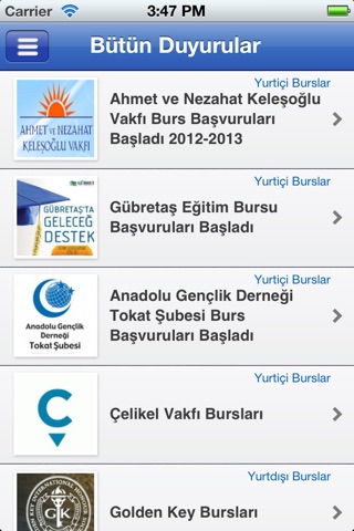 Burs Duyuruları screenshot 2