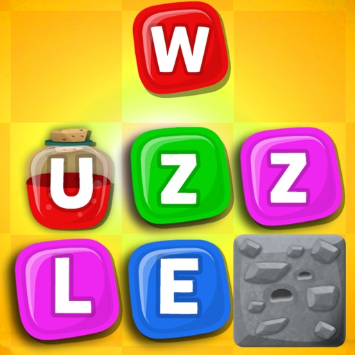 Wuzzle: Words with color match game to play with letters in a new original way incuding awsome wordsearch, anagrams and good educational board mini games to learn spelling and vocabulary. Free! iOS App