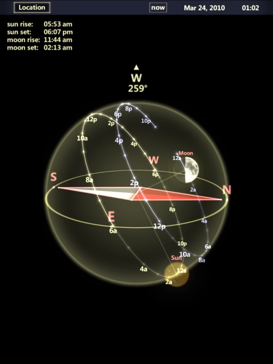 3D Sun&Moon Compass HD for iPad2 (Gyroscope enabled)