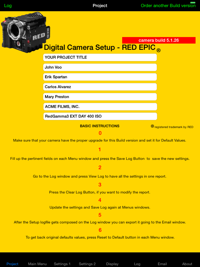 Digital Camera Setup RED EPIC