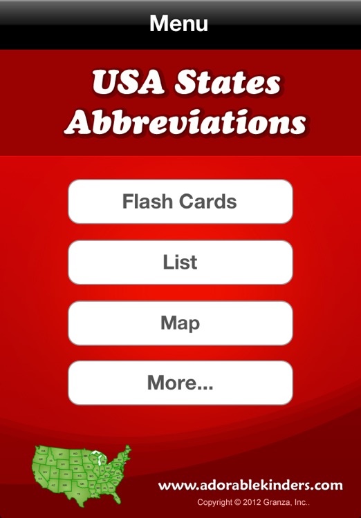 USA States Abbreviations Flash Cards