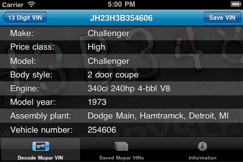 Mopar VIN Decoder screenshot 3