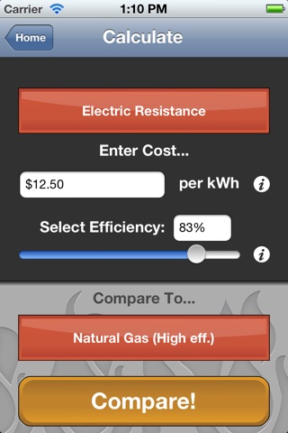 Heating Fuel Cost Comparison screenshot 2