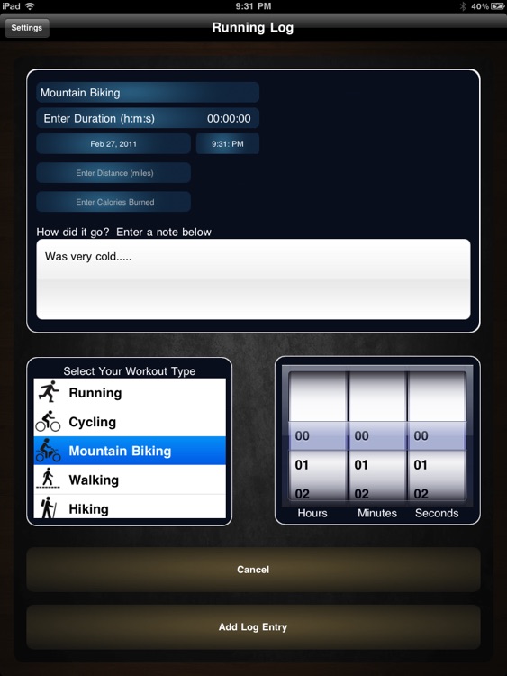 iRun Log - Running and Cardio Journal