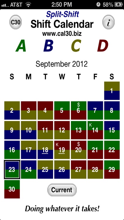 Shift Calendar Split-Shift